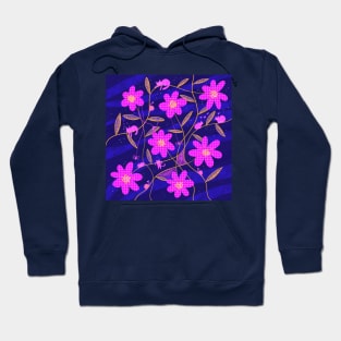Pink flowers with pink spiders, snails and cats Hoodie